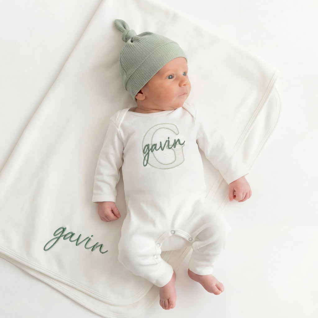 Going Home Hospital Outfit Newborn Baby Boy Sleeper Embroidered Hospital Outfit