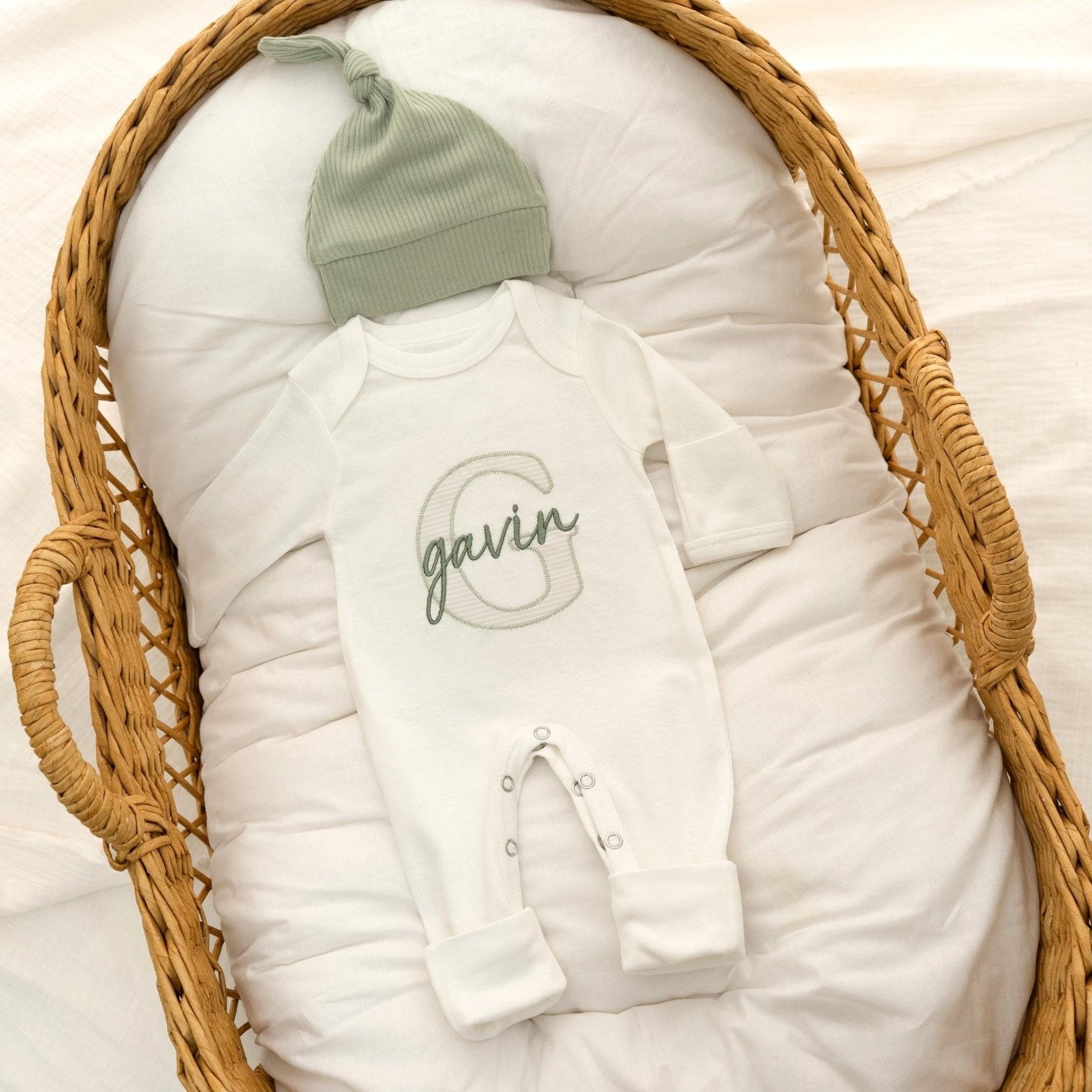 Going Home Hospital Outfit Newborn Baby Boy Sleeper Embroidered Hospital Outfit