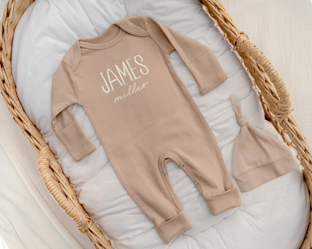 Newborn Baby Boy Coming Home Outfit Embroidered, Newborn Gift for Baby Boy, Baby Boy Romper