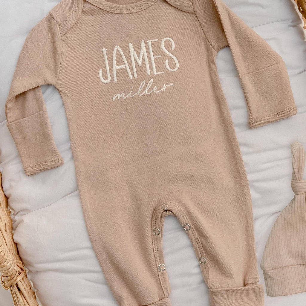 Newborn Baby Boy Coming Home Outfit Embroidered, Newborn Gift for Baby Boy, Baby Boy Romper